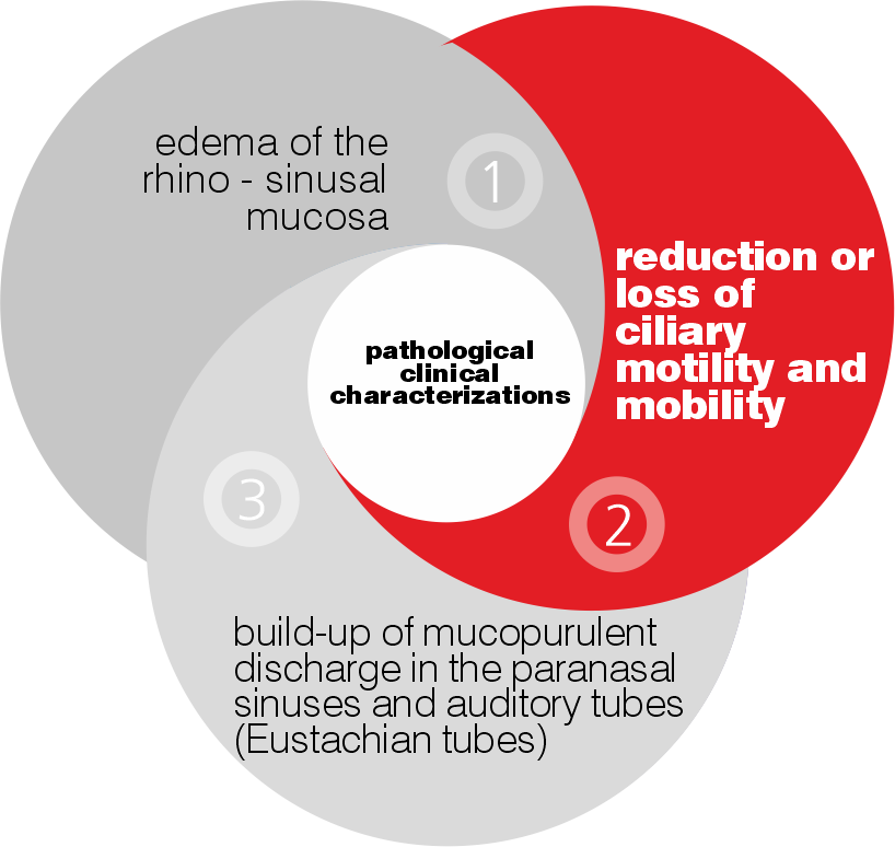 Reduction or blockage of ciliary mobility and motility